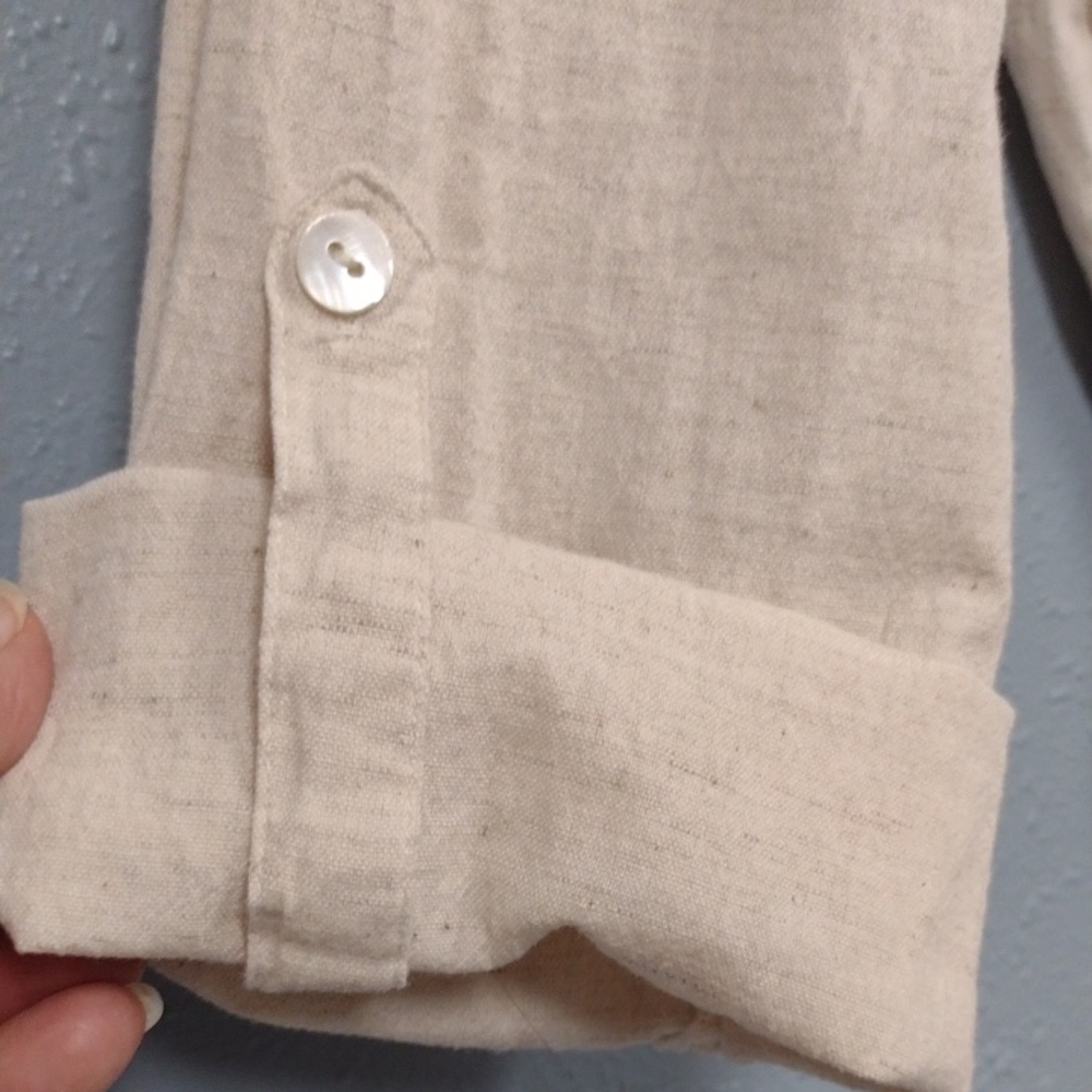 B.Boutique by Evergreen,Cream Cuffed Sleeve TunicTop with Tie Front Beach Vacati - Picture 3 of 16